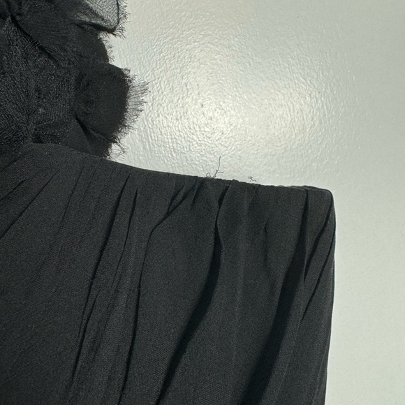 Rickie Freeman for Teri Jon Black 100% Silk 90s Y2K Rosette Strap Mini Dress 14 - Picture 14 of 16